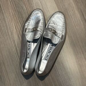 Escada Metallic Silver Loafers for Women
